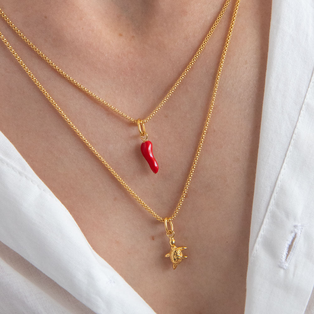 Tartaruga necklace charm gold