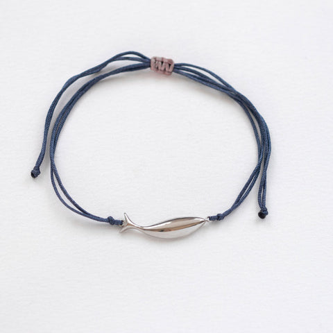 Diving tuna bracelet with thread silver