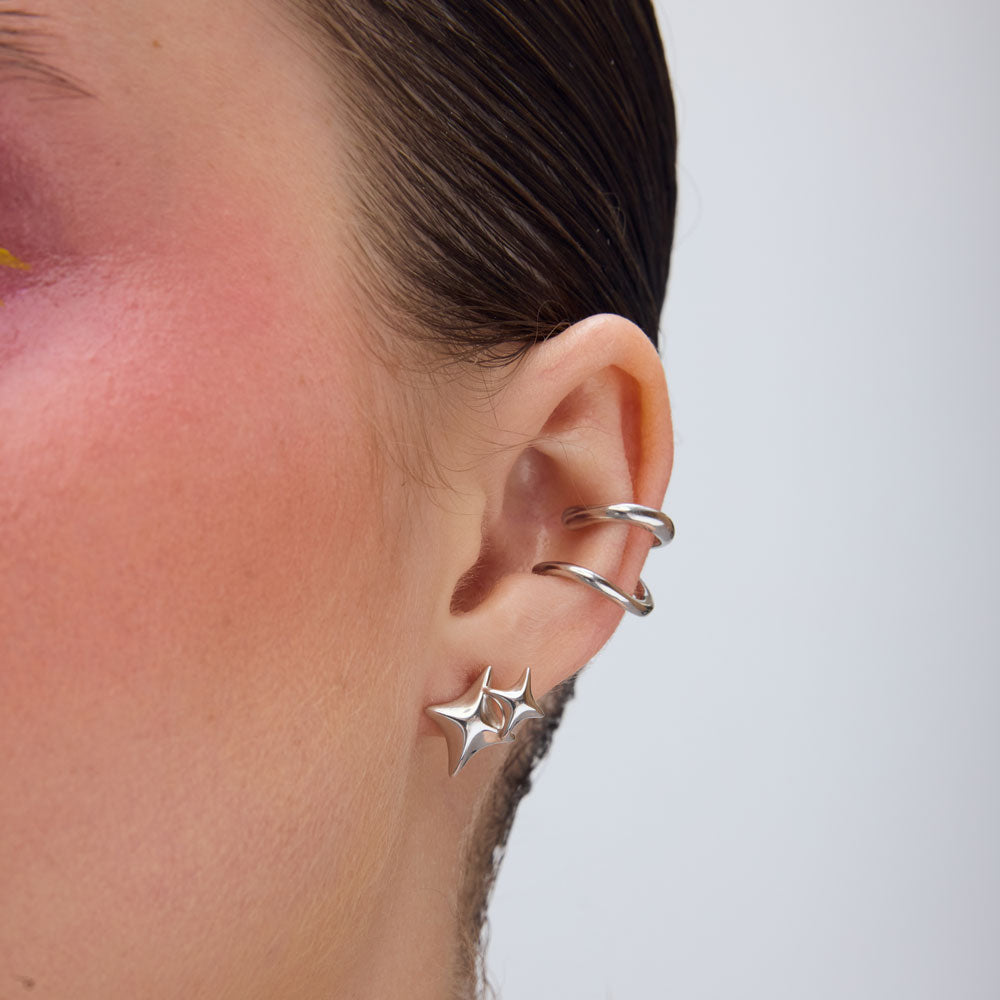 Gazing double earrings silver