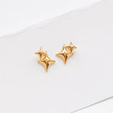 Gazing double earrings gold