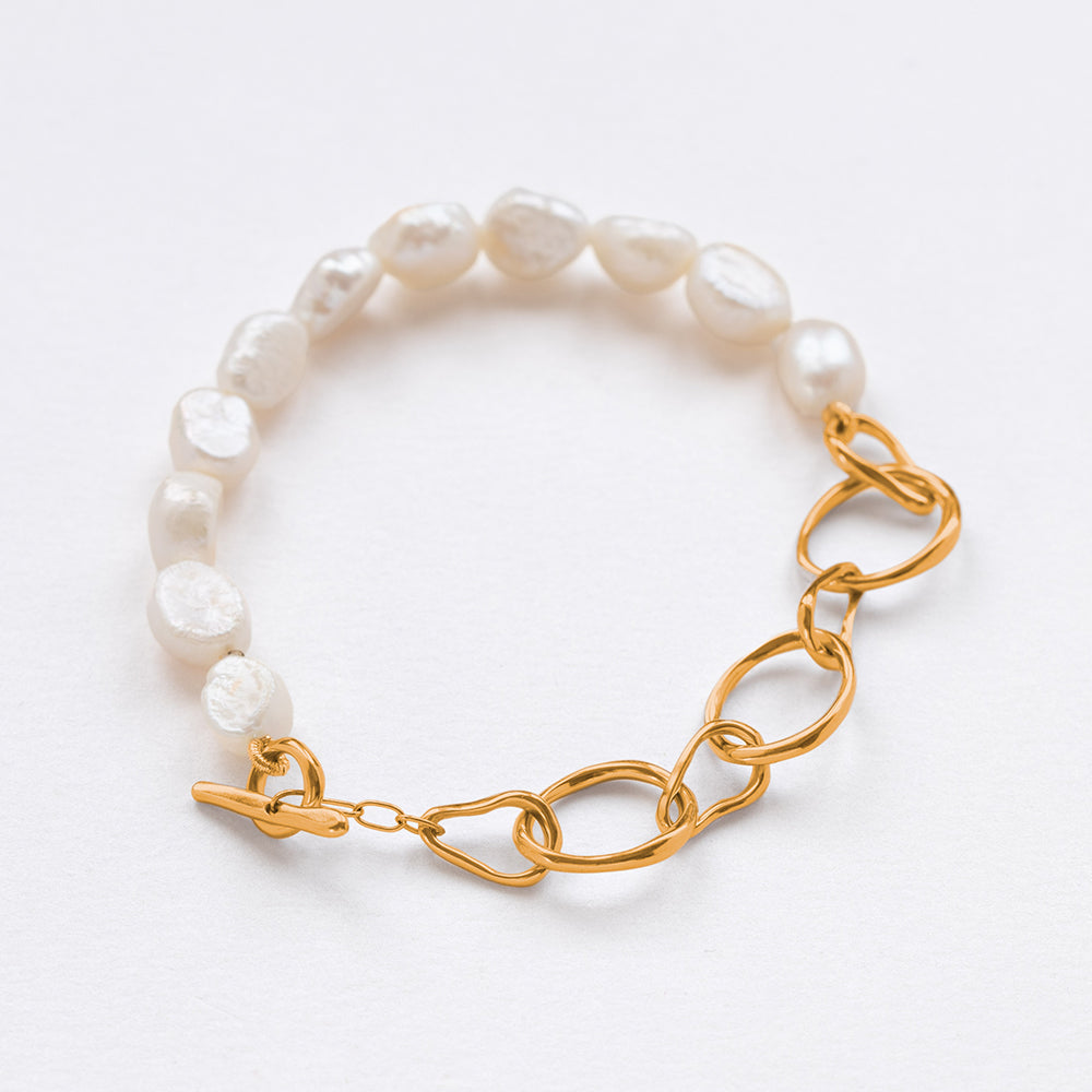 Strolling half&half bracelet gold