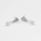 Surfing pearl earrings silver
