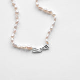 Surfing pearl necklace silver
