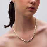 Surfing pearl necklace silver