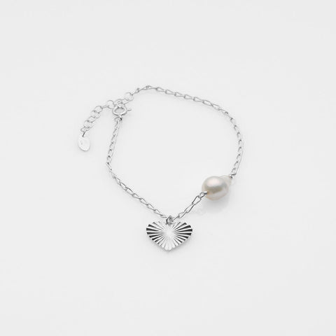 Sea & Sun pearl & heart bracelet silver