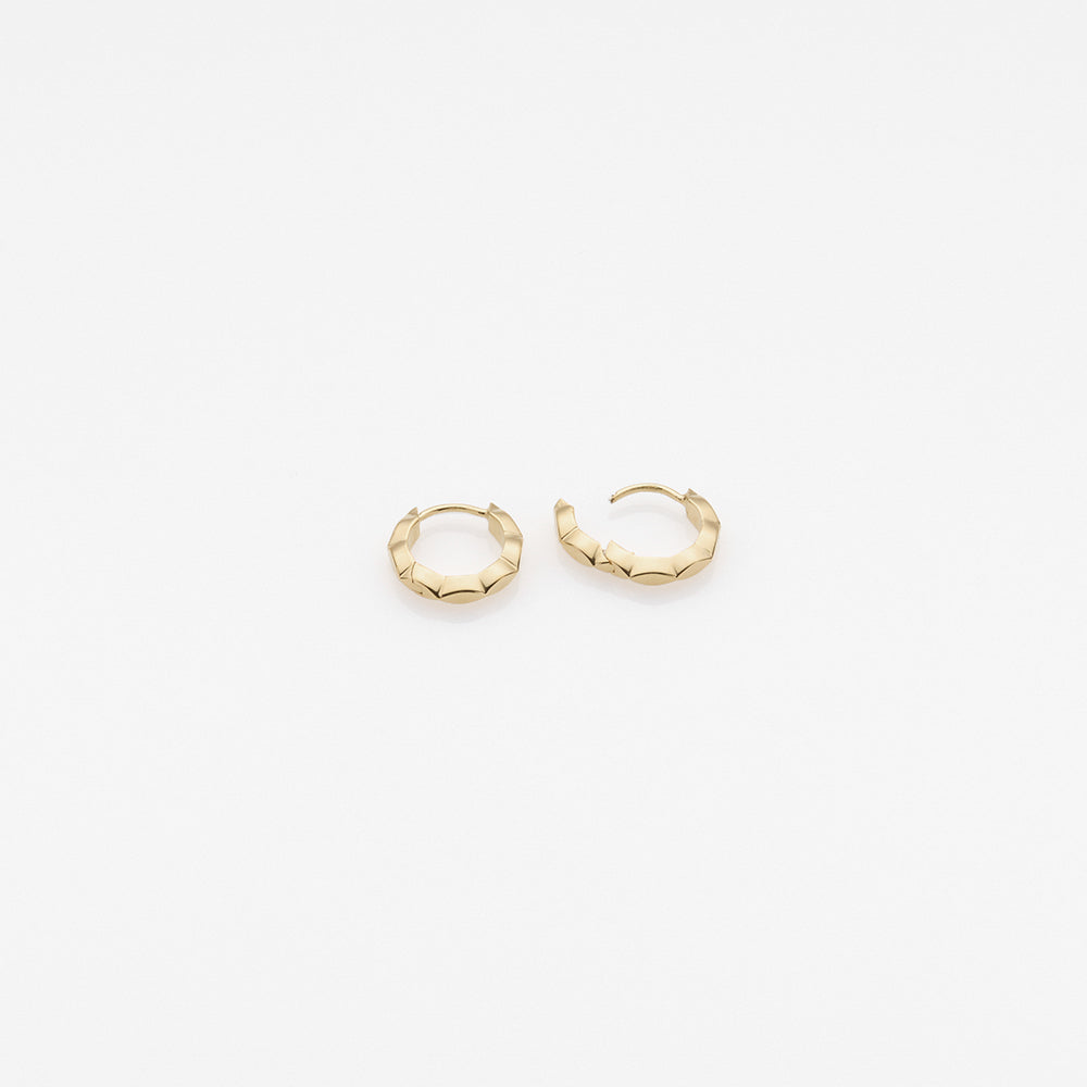 Tiny Treasures navette huggies earrings 14K yellow gold