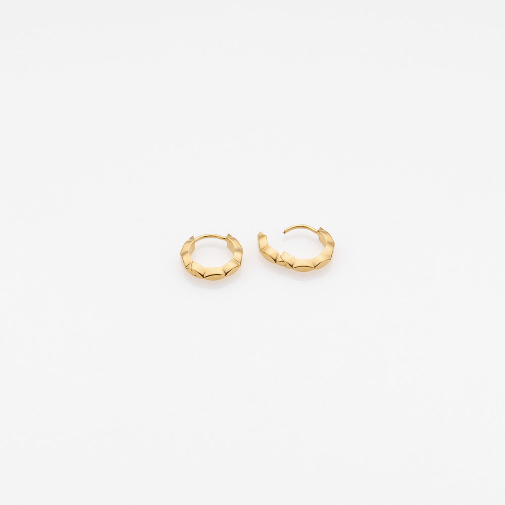 Tiny Treasures navette huggies earrings gold