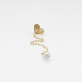 Sea & Sun pearl & heart earring tall 14K yellow gold