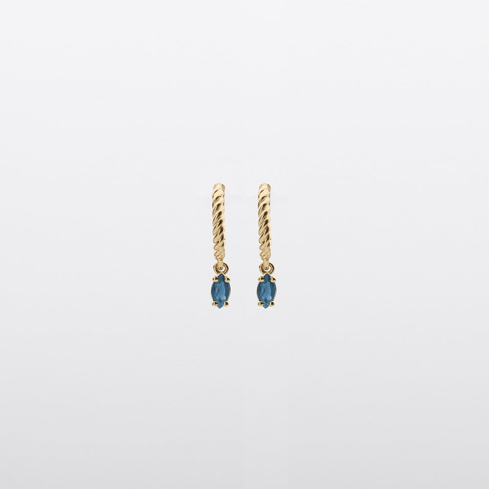 Fizzy blue topaz huggies earrings 14K yellow gold