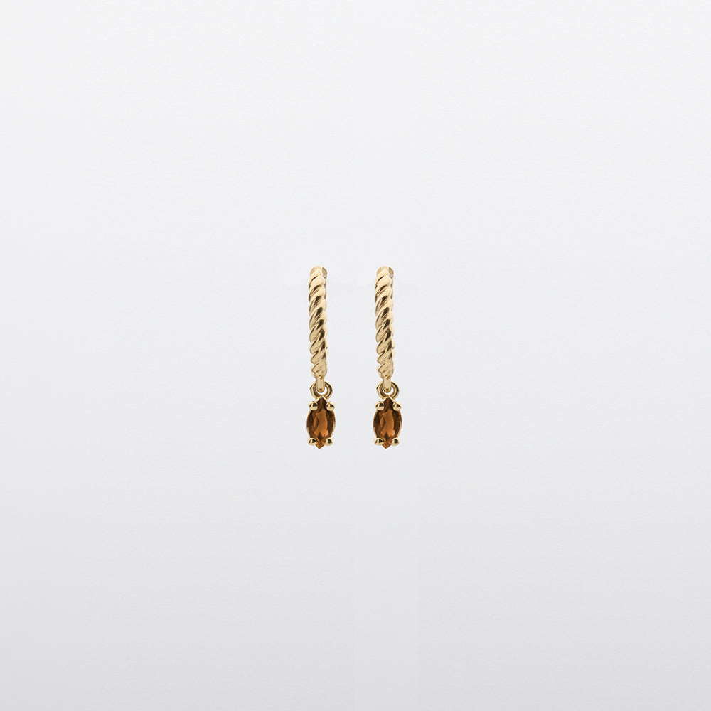 Fizzy brownish tourmaline huggies earrings 14K yellow gold