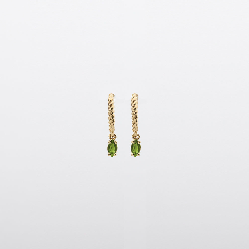 Fizzy greenish tourmaline huggies earrings 14K yellow gold
