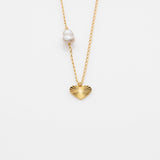 Sea & Sun pearl & heart necklace gold