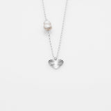 Sea & Sun pearl & heart necklace silver