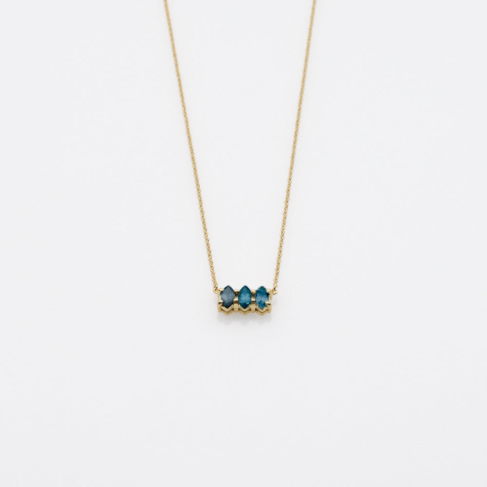 Fizzy blue topaz necklace 14K yellow gold