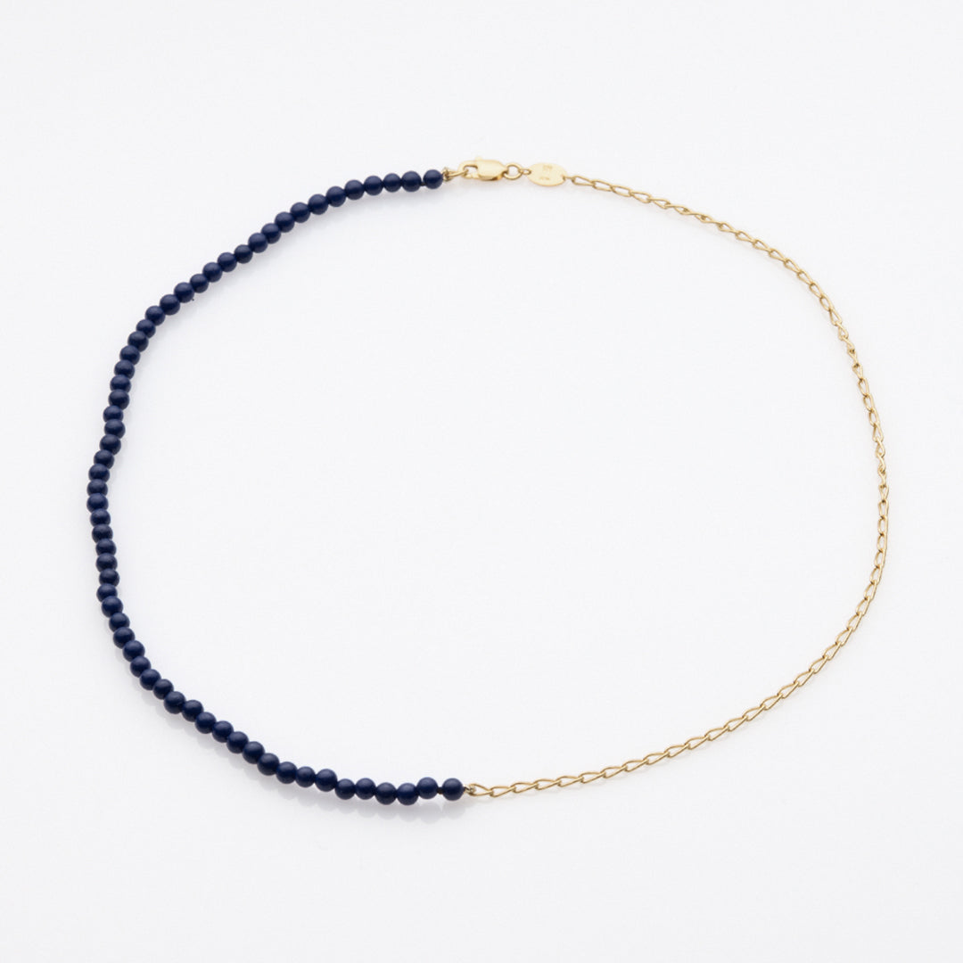 Half & Half lapis lazuli necklace 14K yellow gold