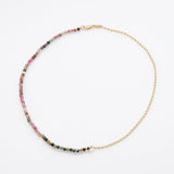 Half & Half tourmaline necklace 14K yellow gold