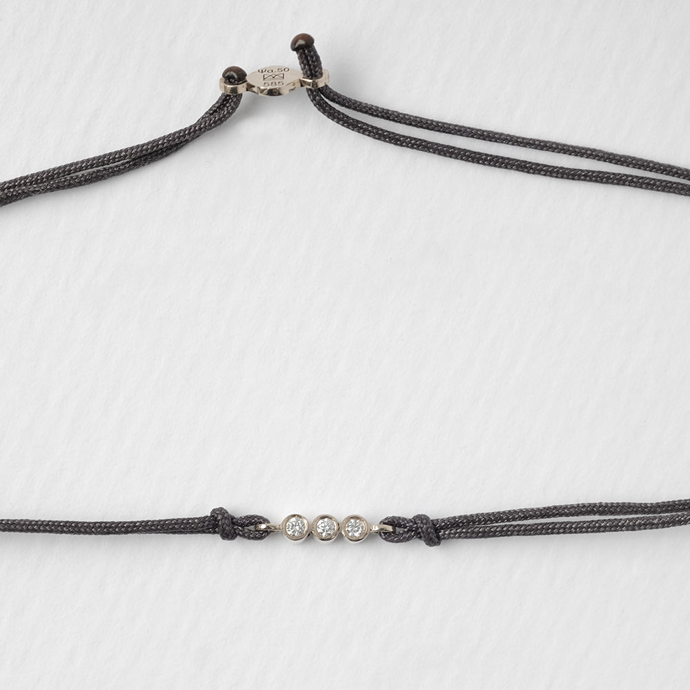 Astro triplet 14K white gold thread bracelet