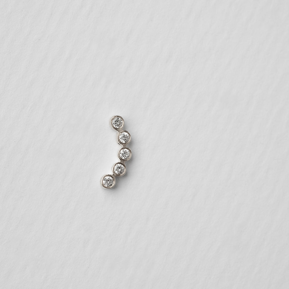 Astro quintet 14K white gold stud earring