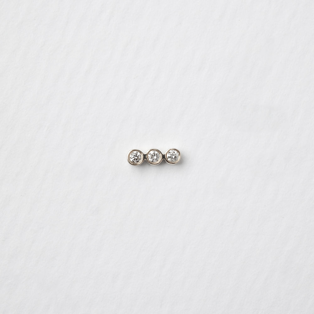 Astro triplet 14K white gold stud earring