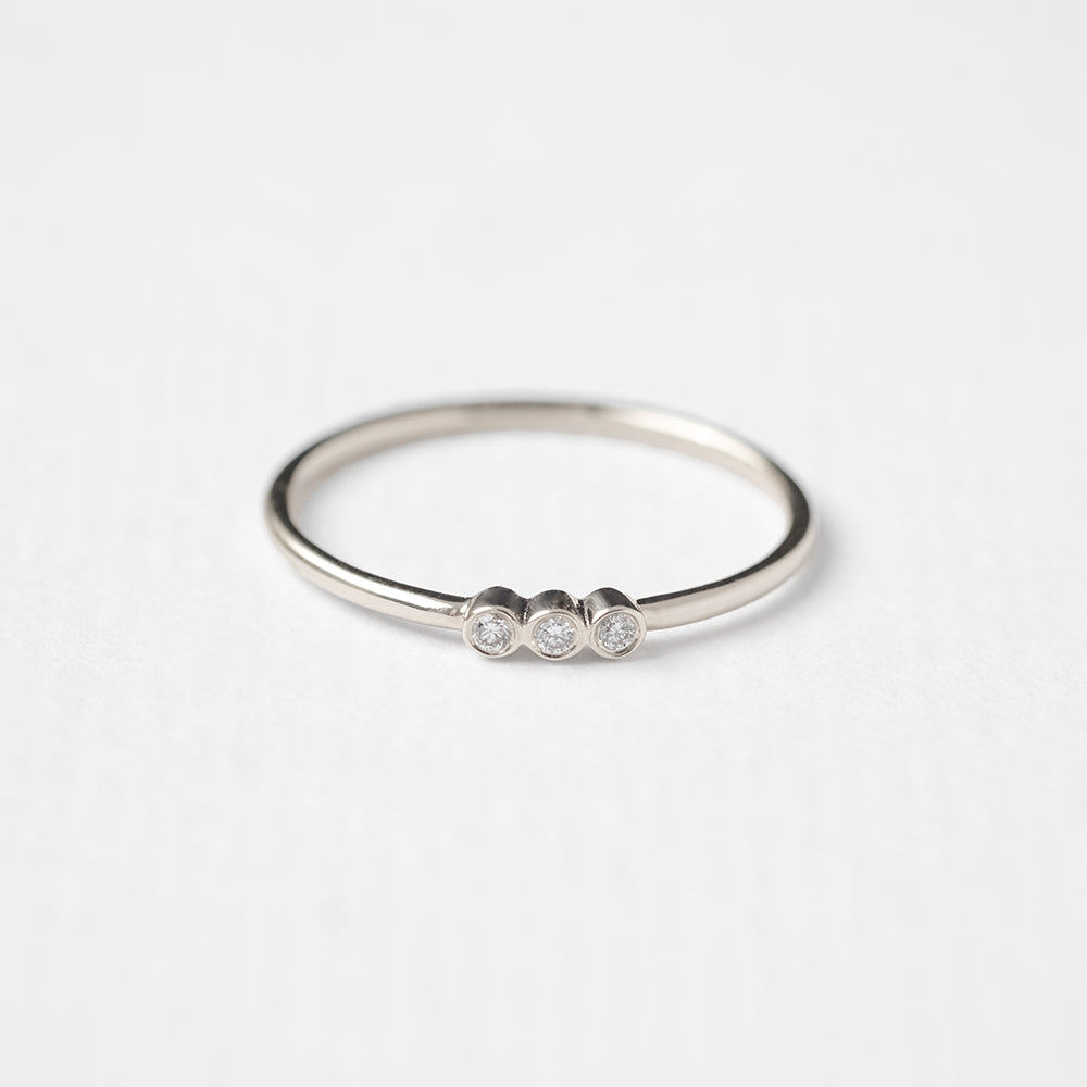 Astro triplet 14K white gold ring