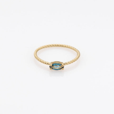 Fizzy rope blue topaz ring 14K yellow gold