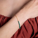 Half & Half malachite bracelet 14K yellow gold