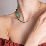 Half & Half malachite necklace 14K yellow gold