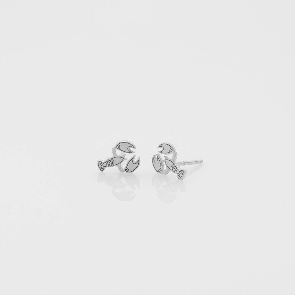 2021 Toy lobster stud earrings silver