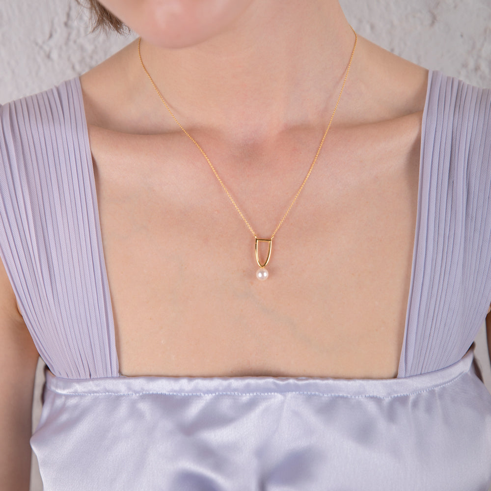 Free the pearls arch necklace 14K yellow gold