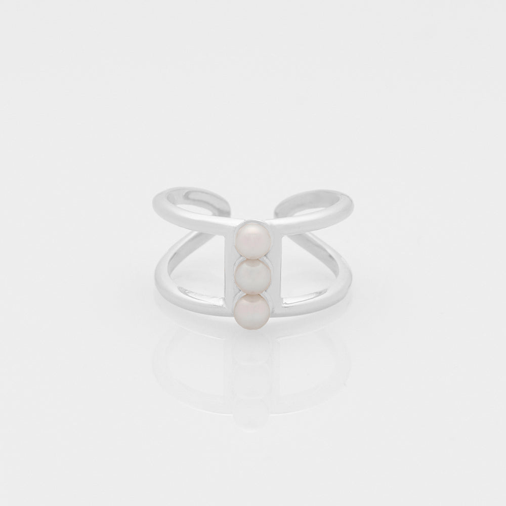 Free the pearls triple ring silver