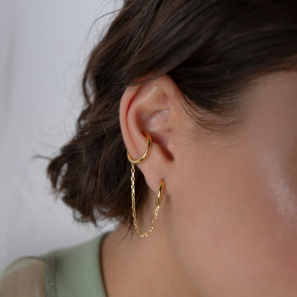 Gang cuff earring with chain gold