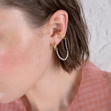 Gang cuff earring with pearl chain gold