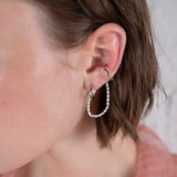 Gang cuff earring with pearl chain silver