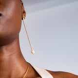 Sea & Sun pearl & heart earring tall gold