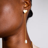Sea & Sun pearl & heart earring tall gold
