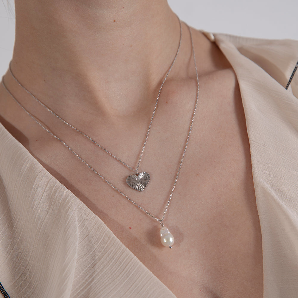 Sea & Sun heart necklace silver
