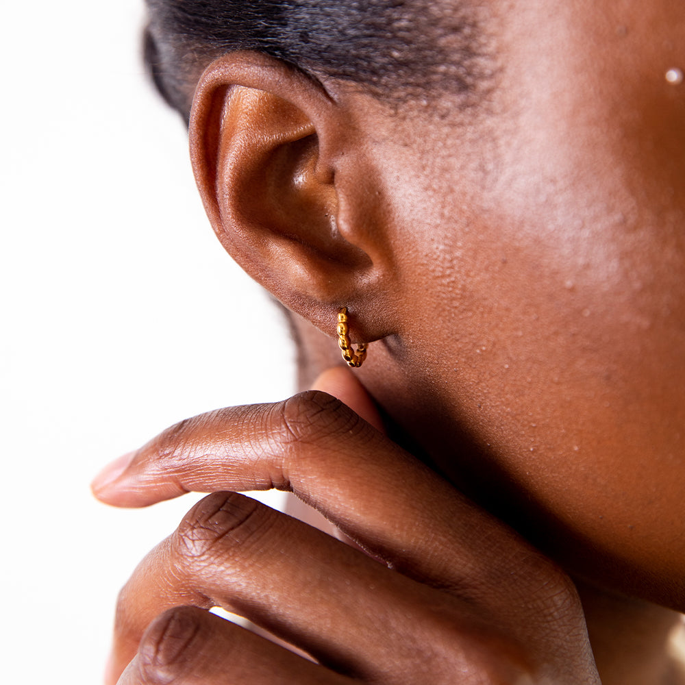 Tiny Treasures puff huggies earrings gold